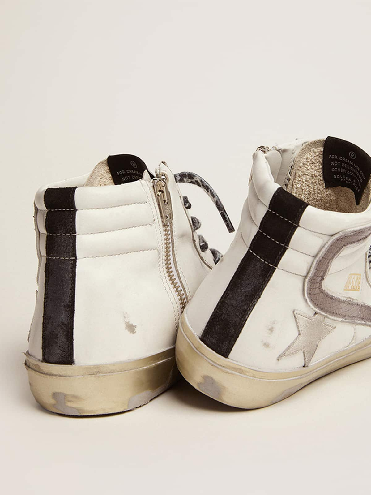 Golden Goose - Women's Slide with star in white suede and leather flash in 