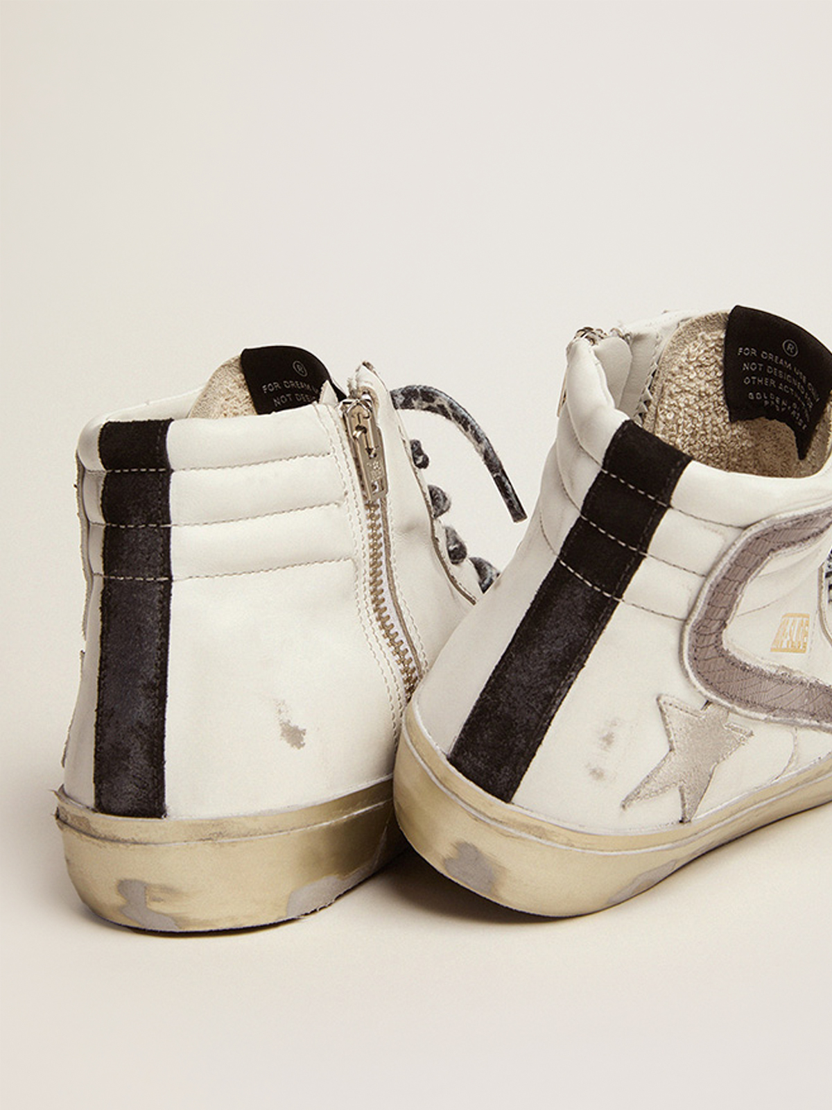 Golden Goose - Slide para mujer con estrella de ante y destello de piel blancos in