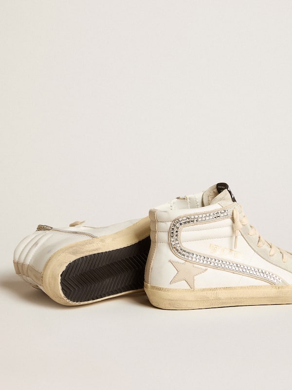 Golden Goose - Slide with nude leather star and suede and Swarovski crystal flash in 
