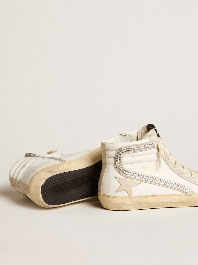 Golden Goose - Slide con estrella de piel nude y detalle de &laquo;coma&raquo; de ante y Swarovski in 