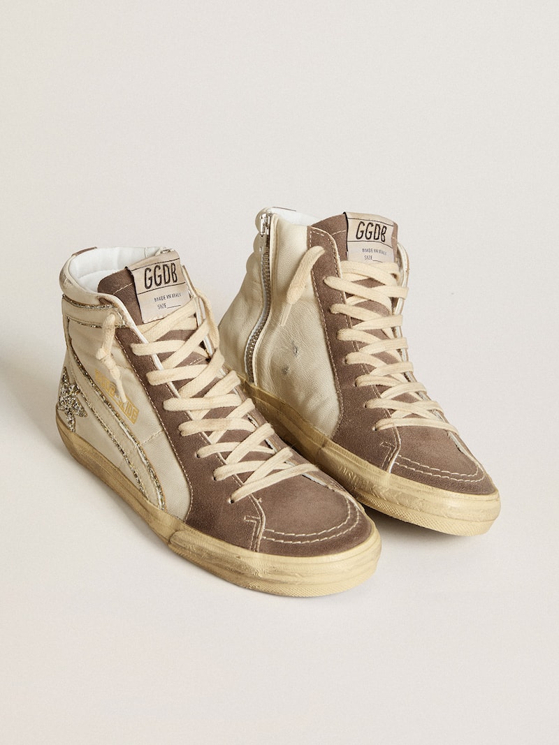 Golden Goose - Slide de napa con estrella con purpurina y detalle de &laquo;coma&raquo; de charol in 
