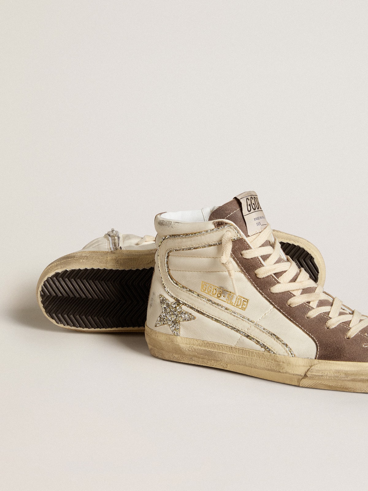 Golden Goose - Slide in nappa with glitter star and patent leather flash in 