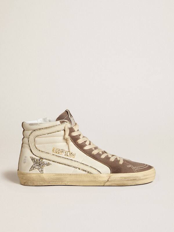 Golden Goose - Slide in nappa with glitter star and patent leather flash in 