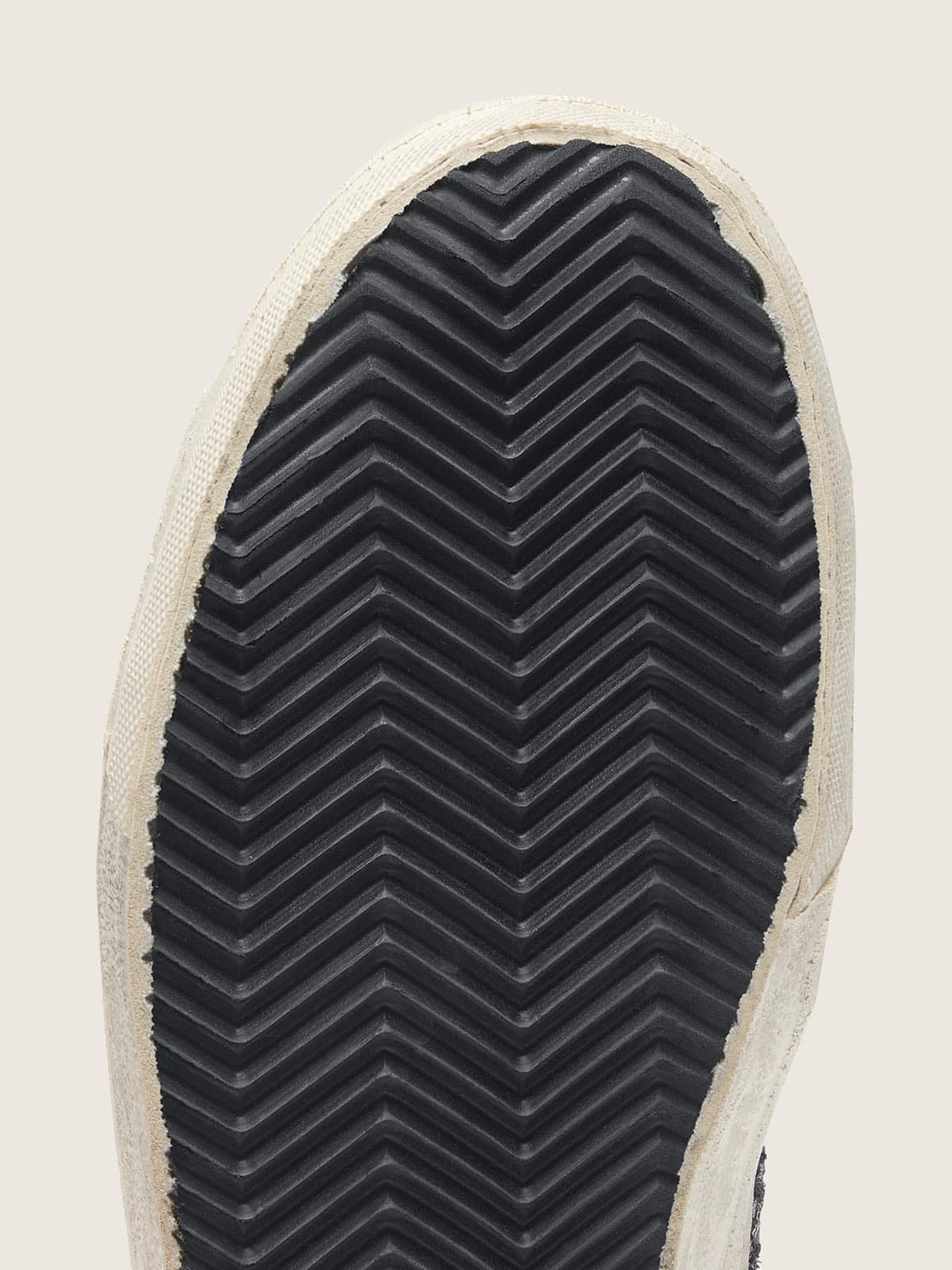 Golden Goose - Slide de glitter preto e prateado com estrela de couro e lista met&aacute;lica in 