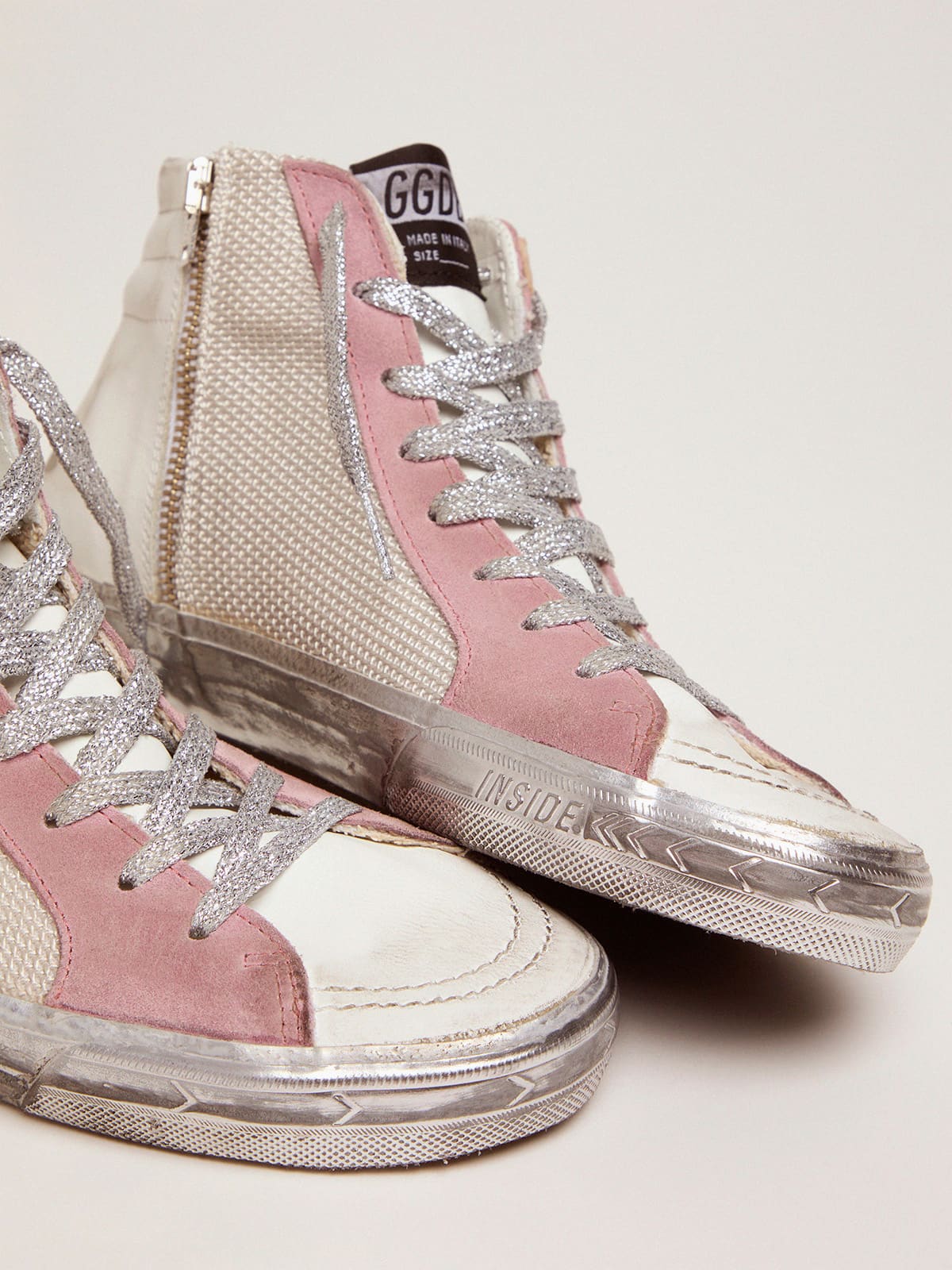 Golden Goose - Sneakers Slide con pala blanca y rosa in 