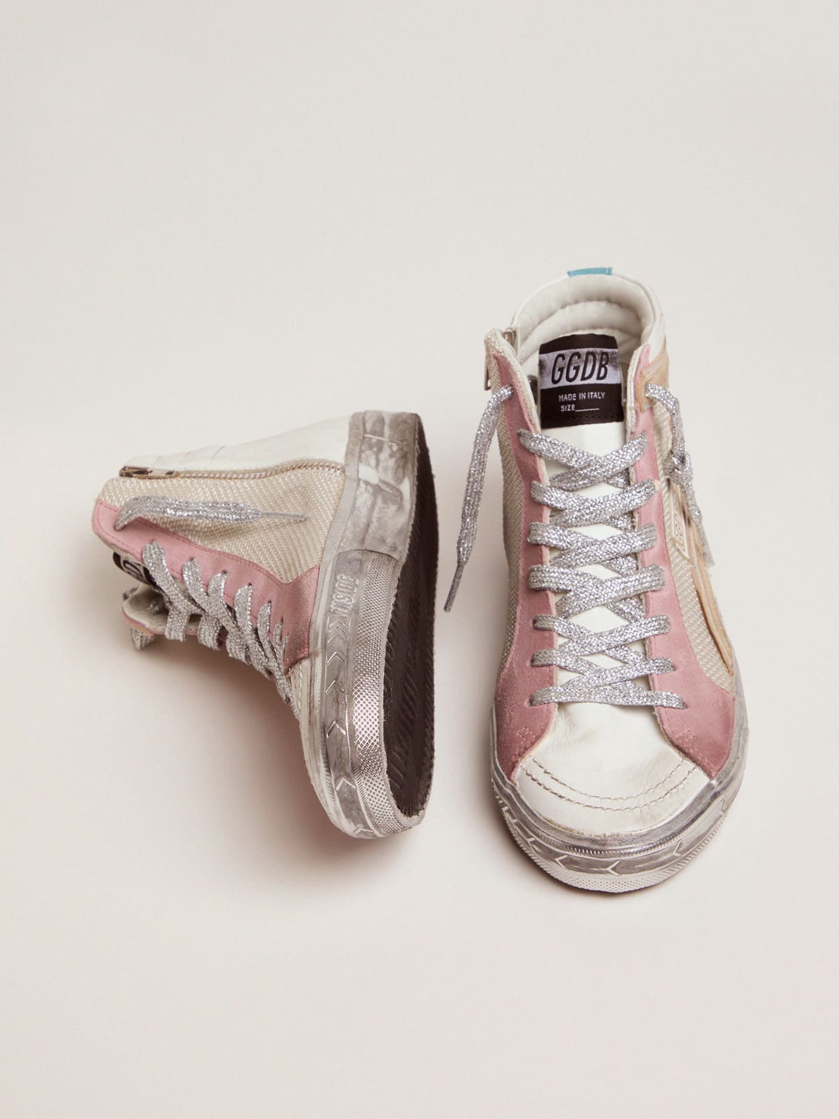 Golden Goose - Sneakers Slide con pala blanca y rosa in 