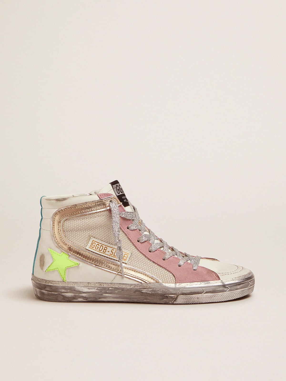 Golden Goose - Sneakers Slide con tomaia bianca e rosa in 