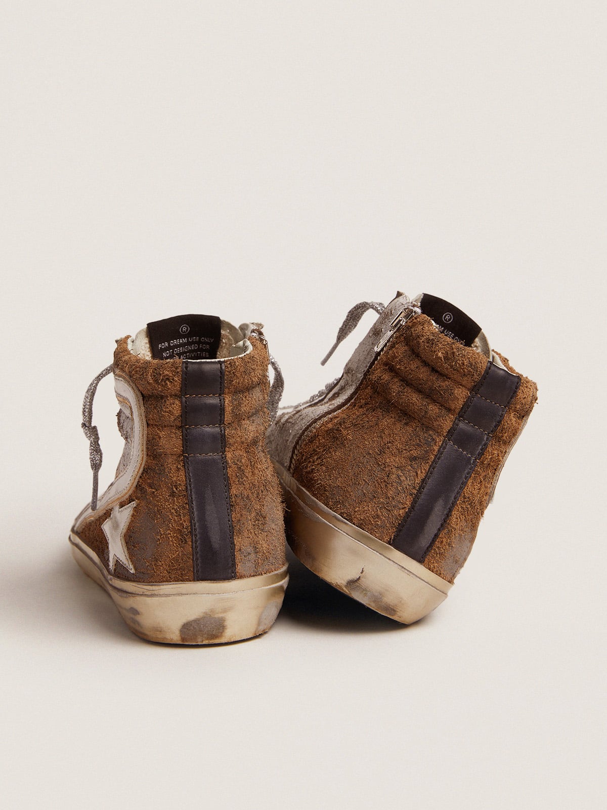 Golden Goose - Slide sneakers in crackle leather and leopard-print suede in 