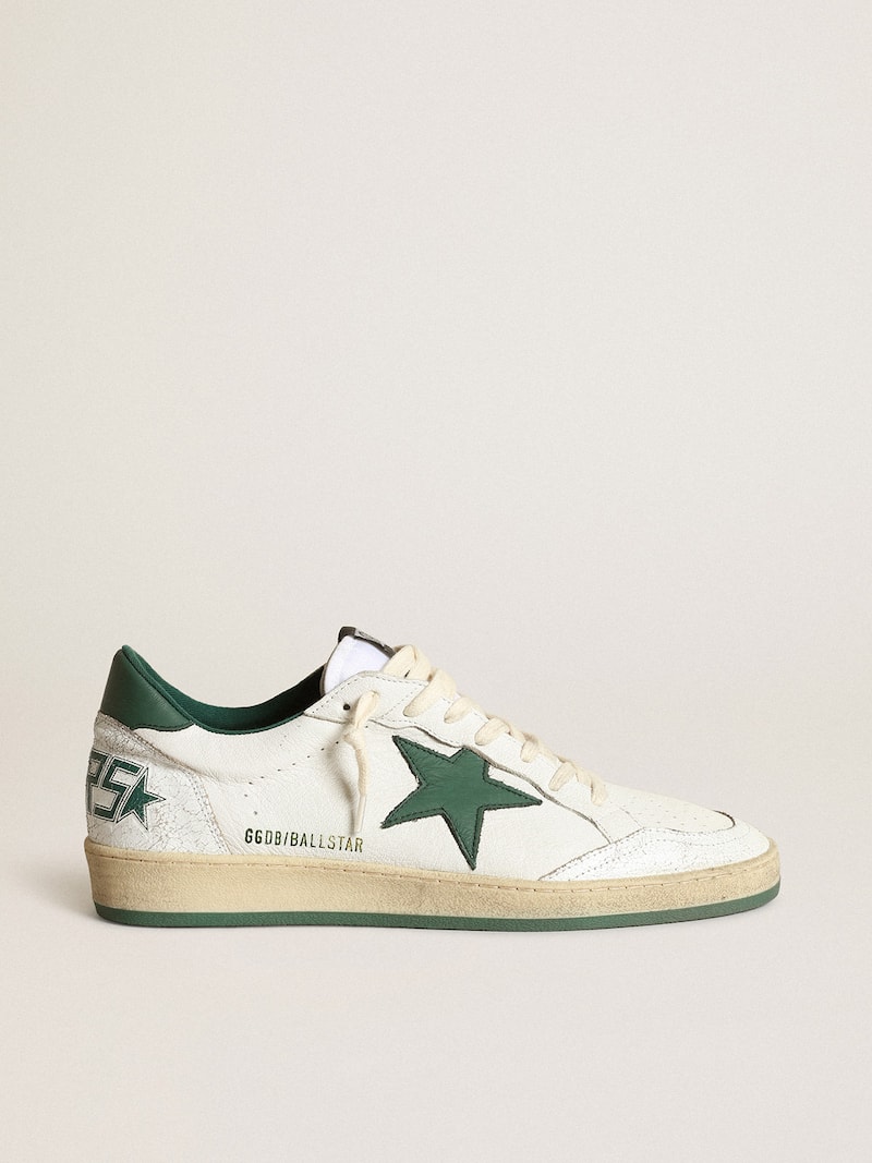 Ball Star pour femme en cuir nappa blanc avec étoile et contrefort en cuir vert