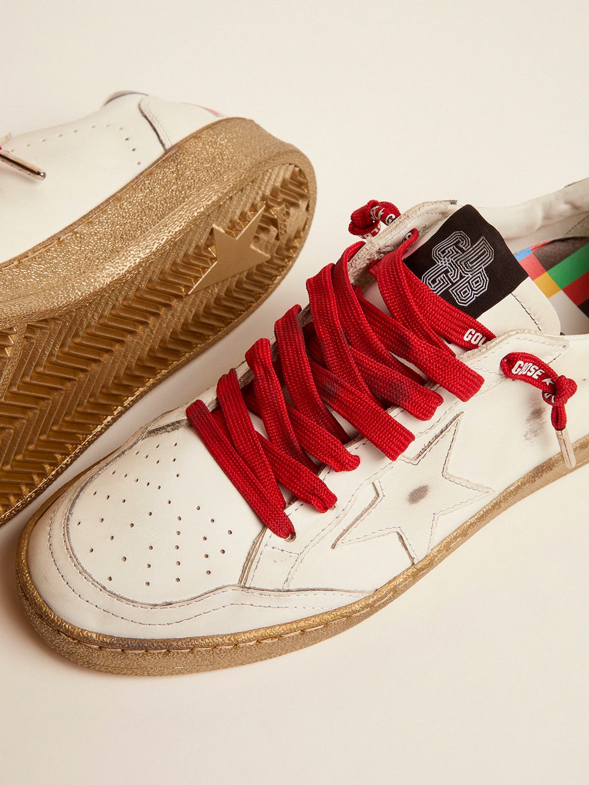 Golden Goose - Women’s white leather Ball Star sneakers with multicolored lettering in 