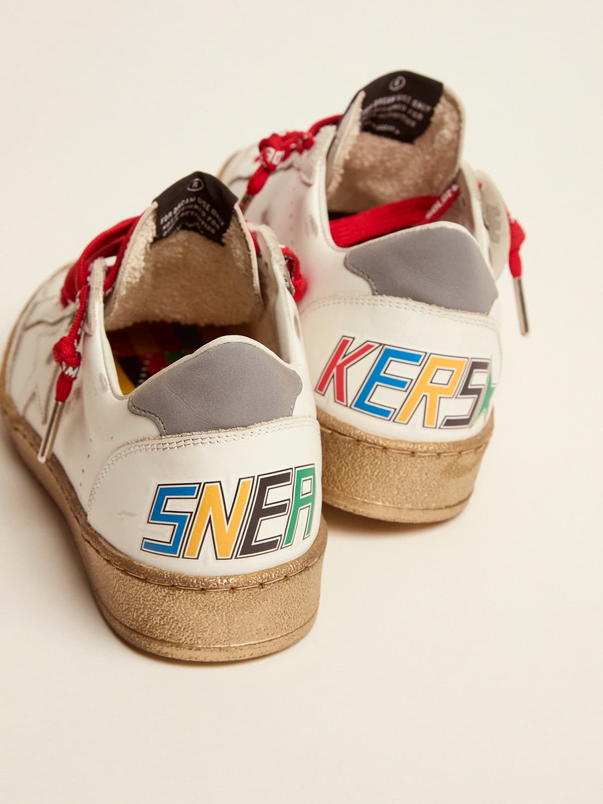 Golden Goose - Women’s white leather Ball Star sneakers with multicolored lettering in 