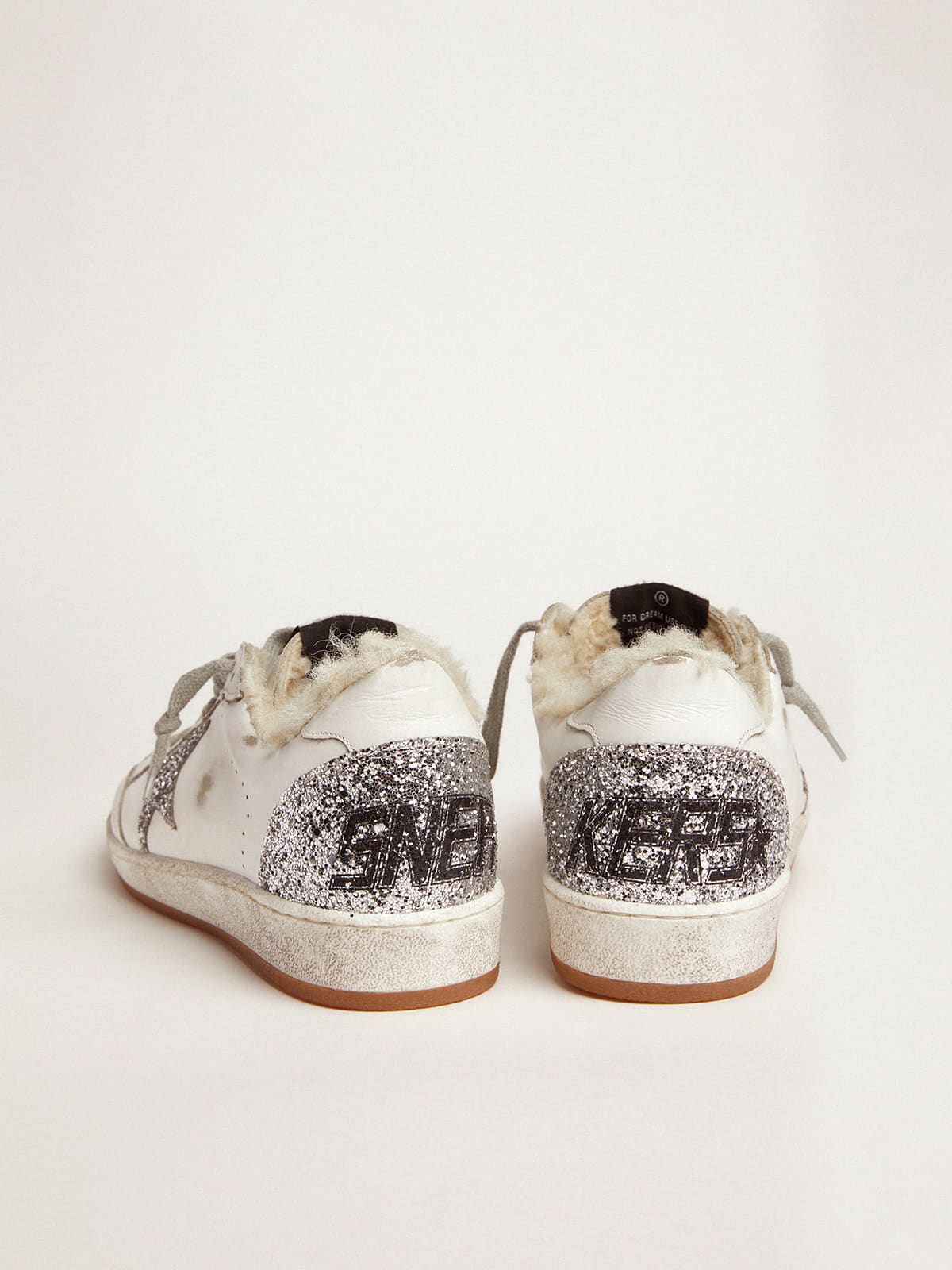 Golden Goose - Ball Star sneakers in leather with glitter details and shearling lining in 