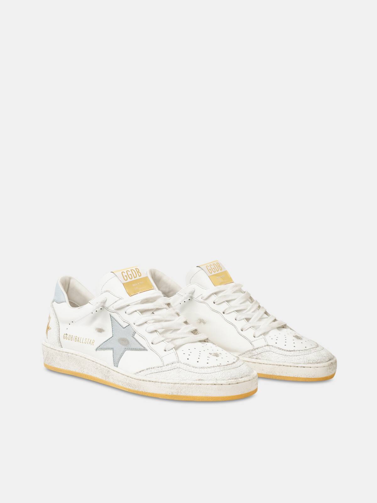 Golden Goose - White Ball Star sneakers with light blue details in 