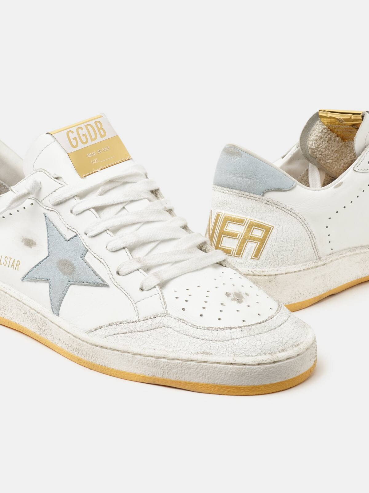Golden Goose - White Ball Star sneakers with light blue details in 