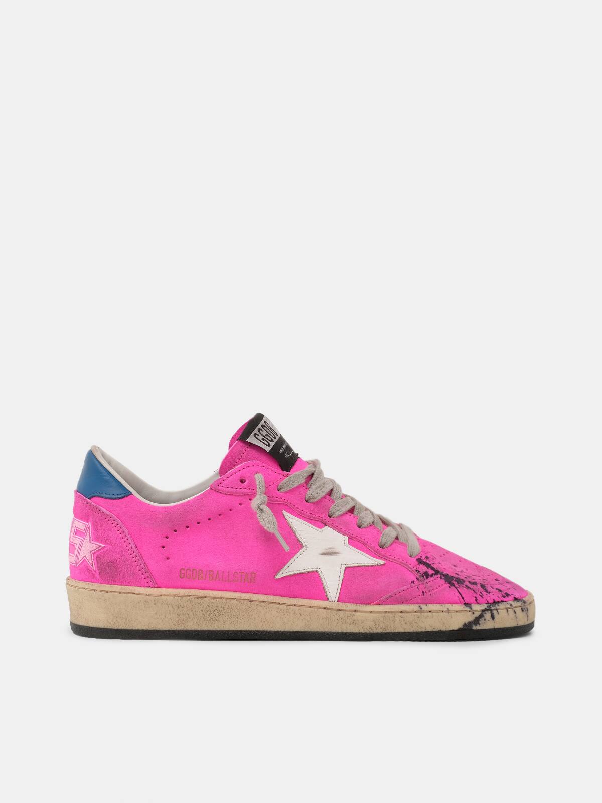 Ball Star sneakers in fuchsia leather with splashes of colour