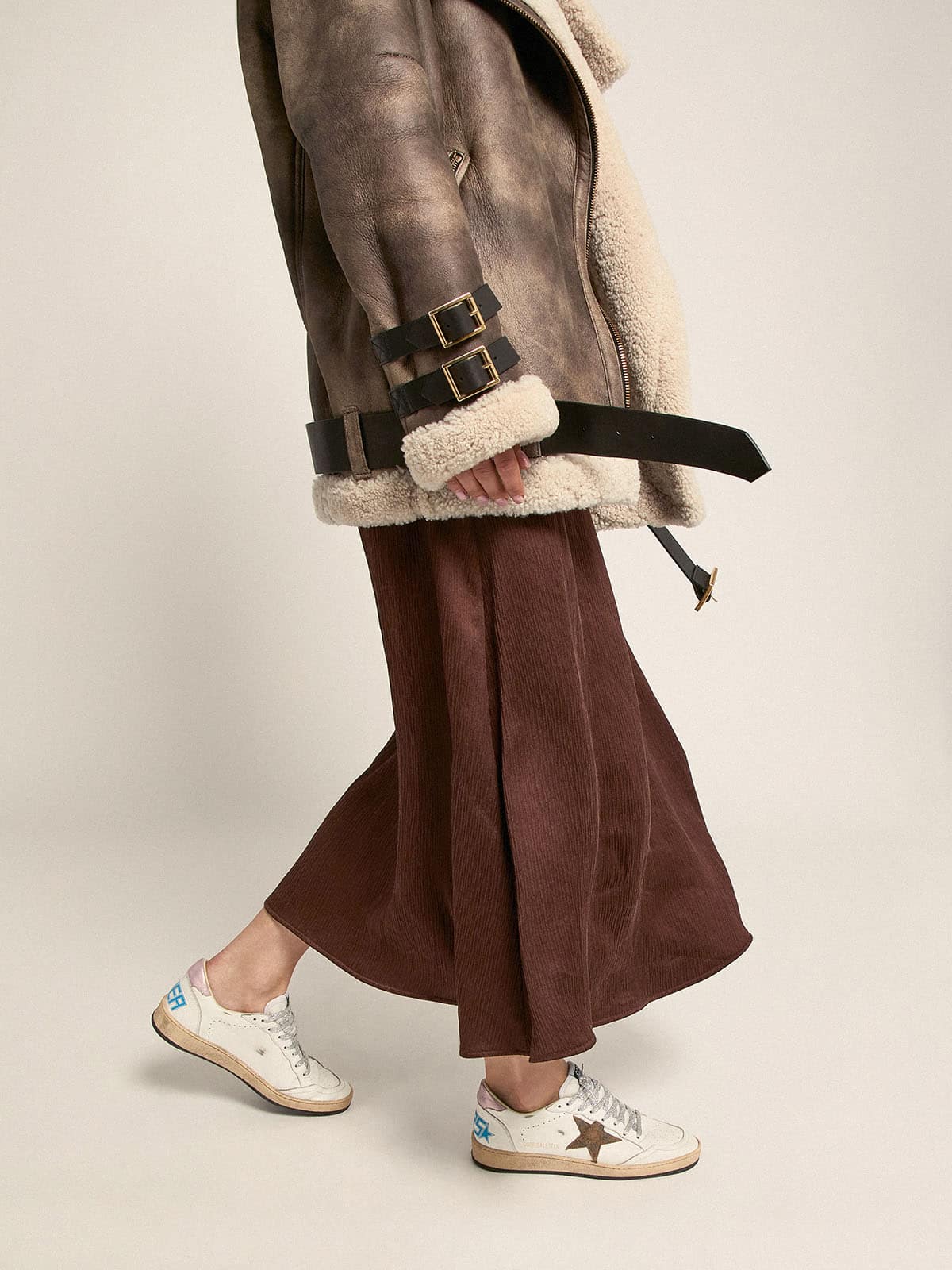 Golden Goose - Ball Star sneakers with leopard-print star and pink laminated leather heel tab in 