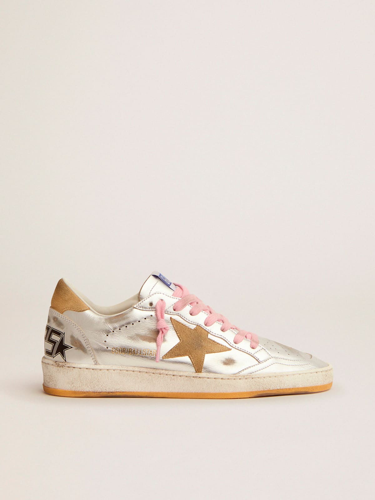 Golden Goose - Ball Star LTD sneakers in silver laminated leather with suede details   in 