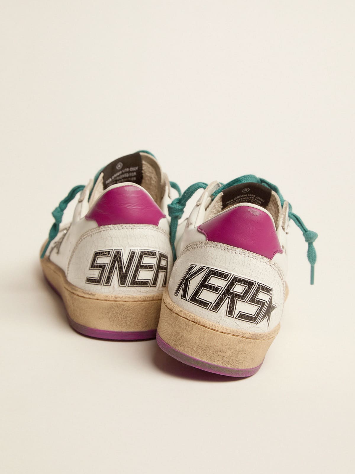 Golden Goose - Ball Star LTD sneakers in leather with purple heel tab and silver star in 