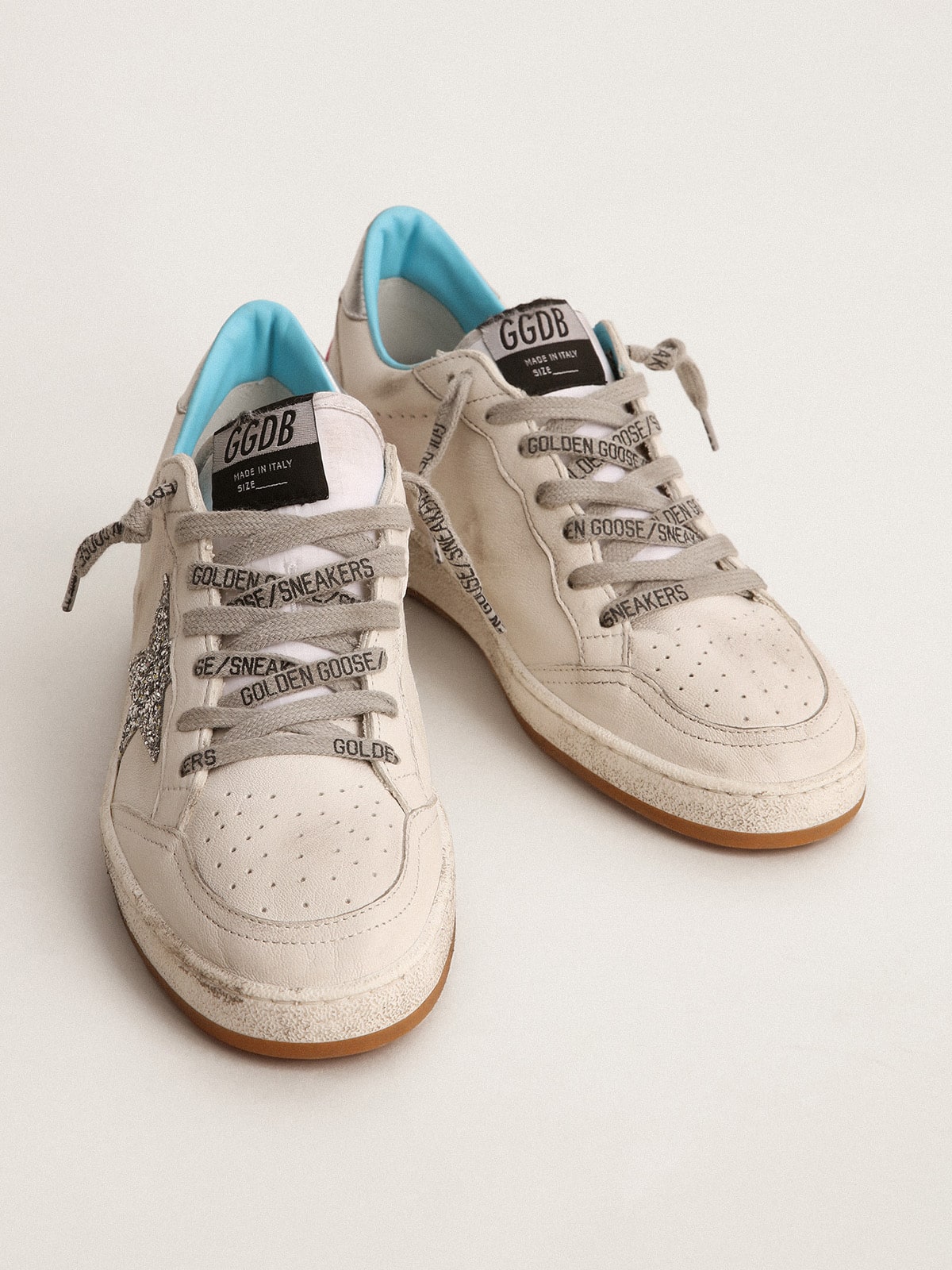 Golden Goose - Women's Ball Star LTD with silver glitter star in 