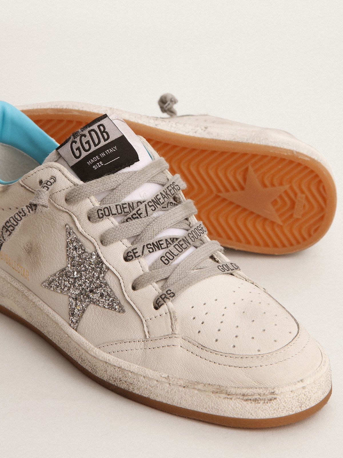 Golden Goose - Women's Ball Star LTD with silver glitter star in 