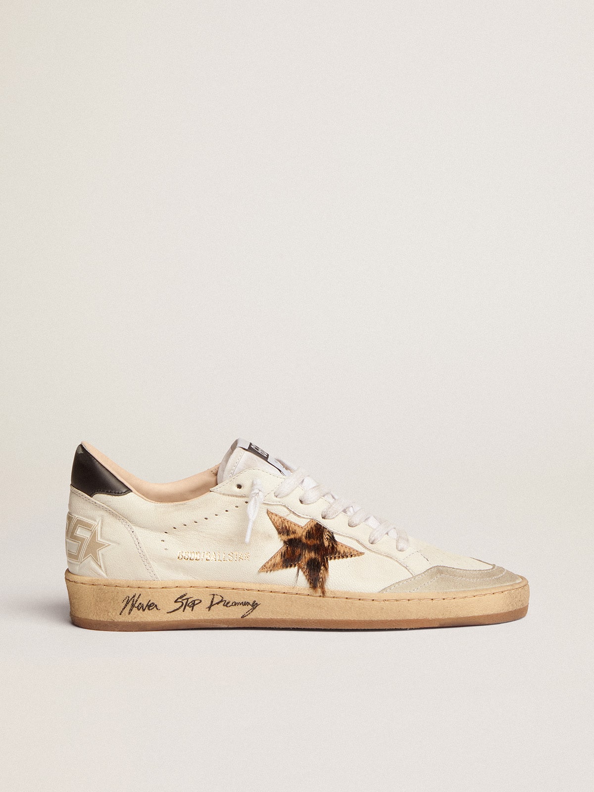 Golden Goose - Damen Ball Star mit Stern aus Ponyfell und Leopardenmuster und schwarzer Ferse in 