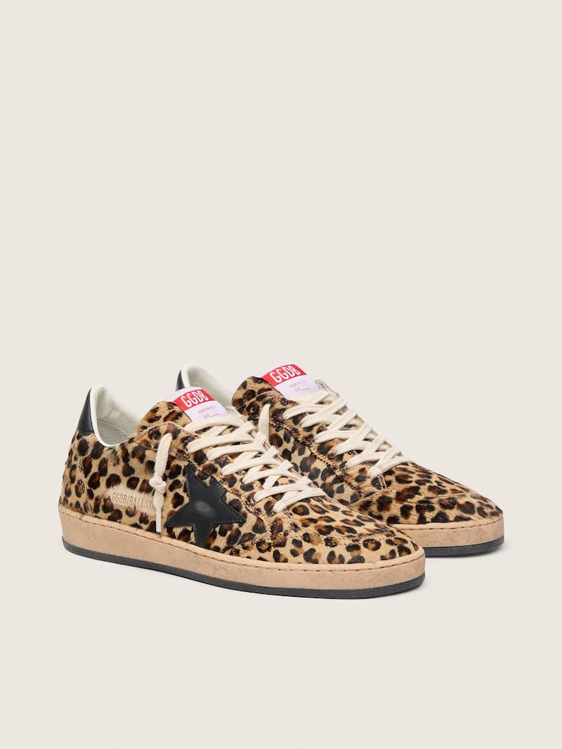 Golden Goose - Ball Star Mujer de piel efecto potro leopardo, estrella de piel negra in 