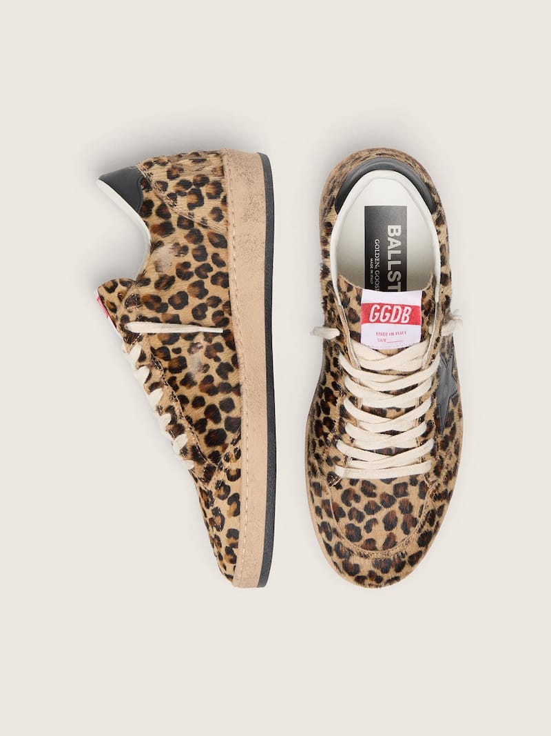 Golden Goose - Ball Star Mujer de piel efecto potro leopardo, estrella de piel negra in 