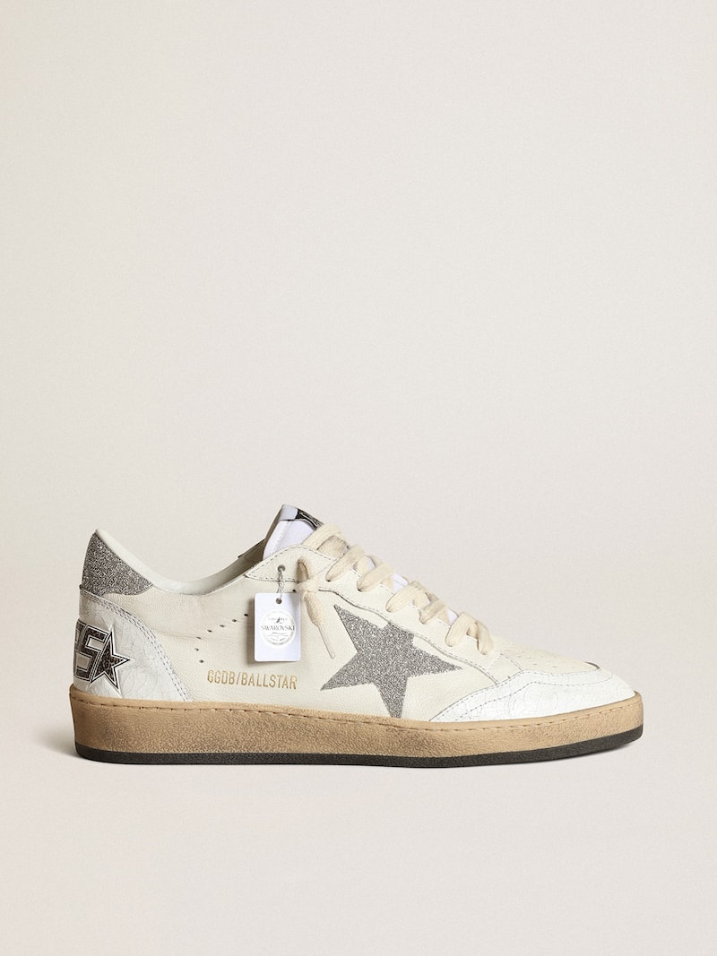 Wei&szlig;er Ball Star mit Swarovski-Kristallen f&uuml;r Stern und Ferse