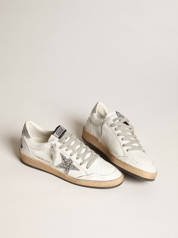 Golden Goose - Women's Ball Star in nappa with white star and glitter heel tab in 