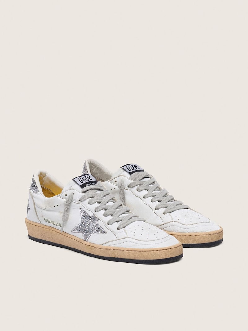 Golden Goose - Ball-Star para mujer de napa con estrella y tal&oacute;n con purpurina plateada in 