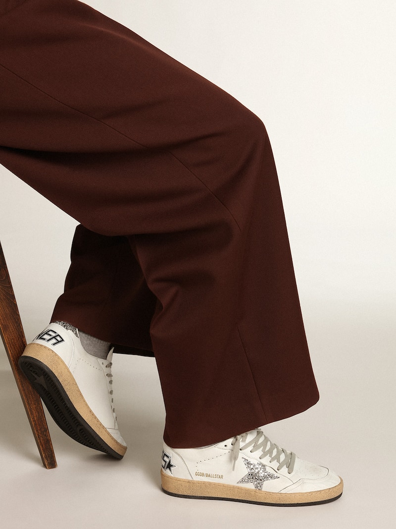 Golden Goose - Ball-Star para mujer de napa con estrella y tal&oacute;n con purpurina plateada in 