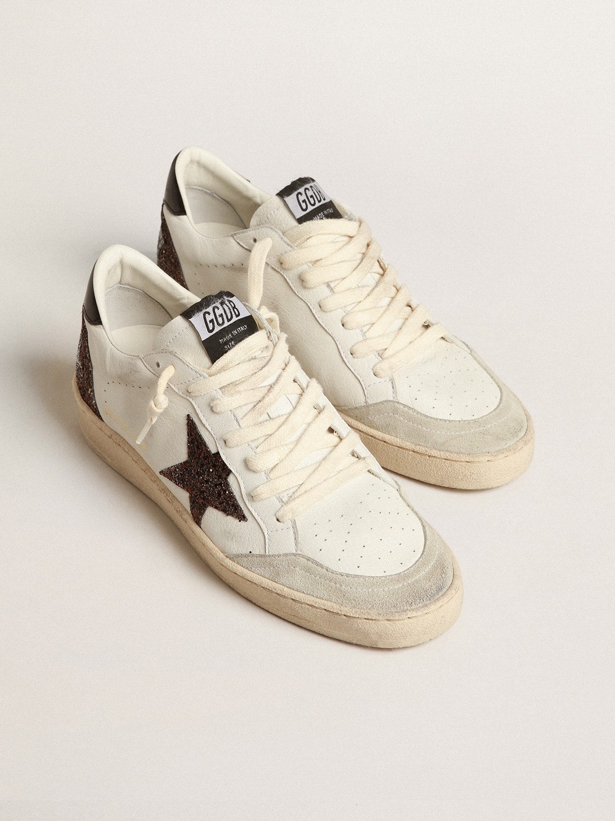 Ball star nappa with glitter and black heel tab