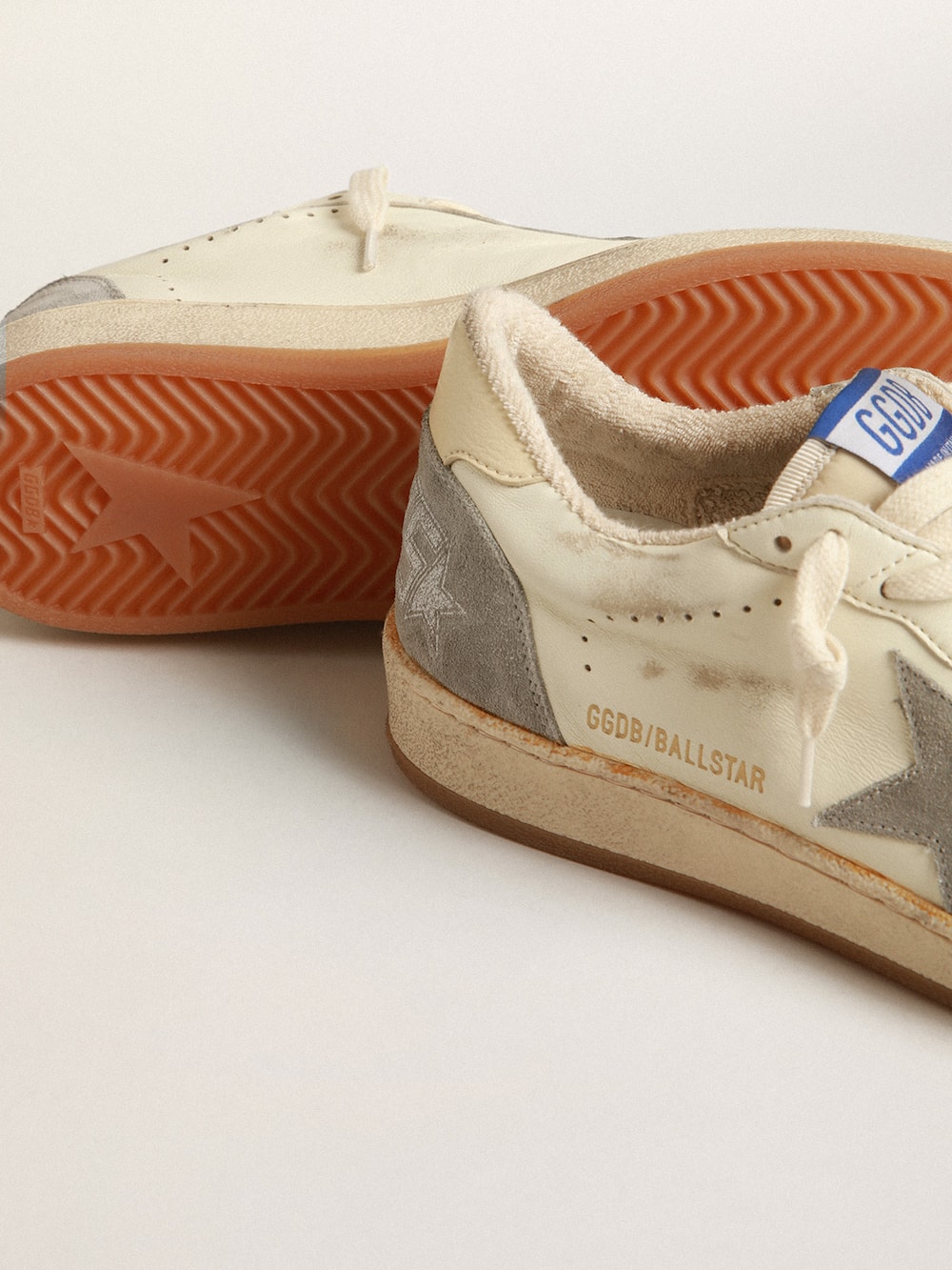 Golden Goose - Ball Star in nappa leather with gray suede star and beige heel tab in 
