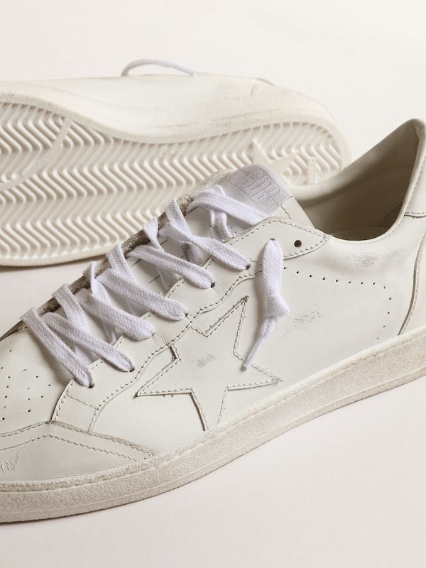 Golden Goose - Women's Ball Star in white leather with white leather star and heel tab in 