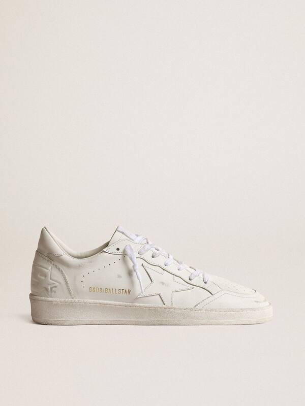 Golden Goose - Women's Ball Star in white leather with white leather star and heel tab in 
