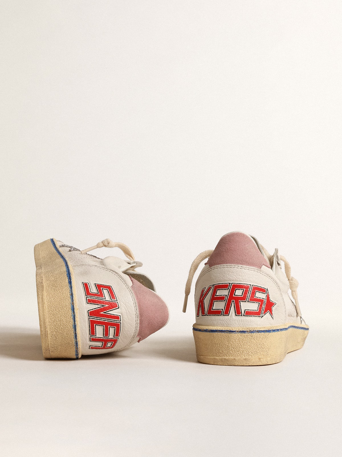 Golden Goose - Ball Star LTD with glitter star and pink suede heel tab in 