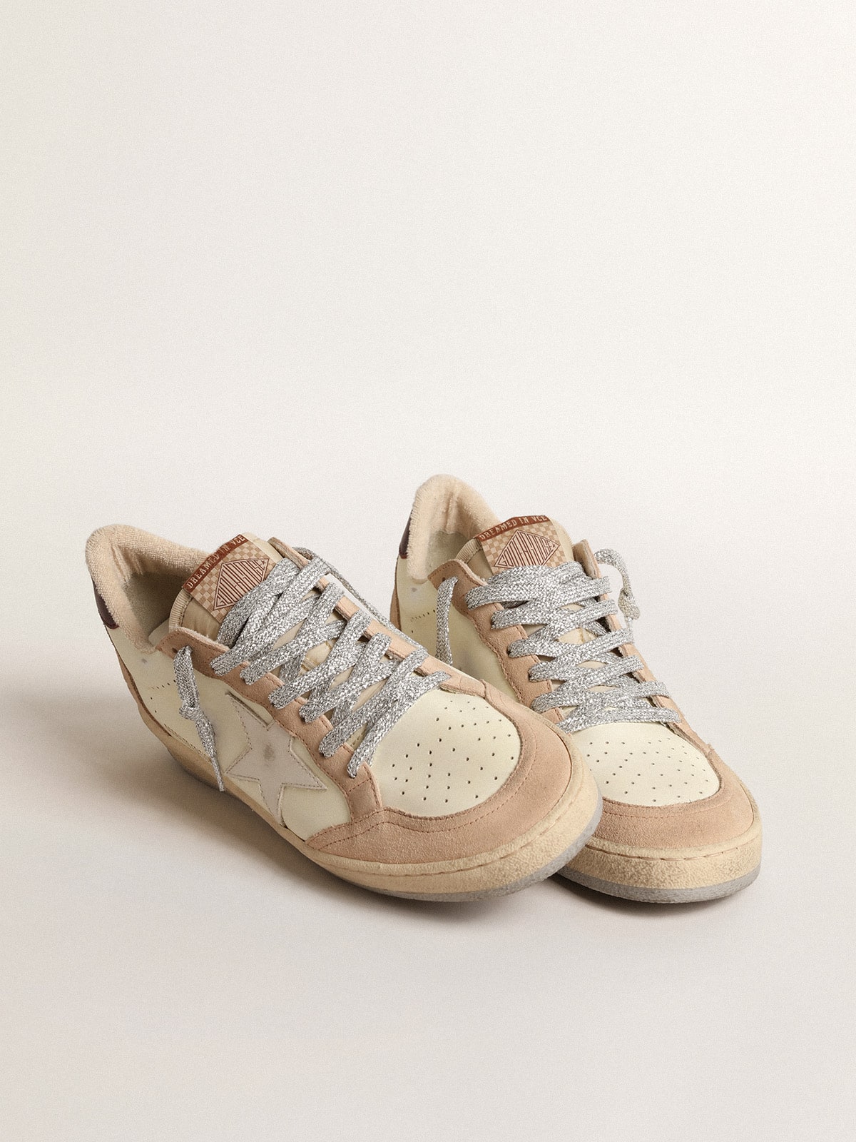 Golden Goose - Women's Ball Star LTD with white star and burgundy leather heel tab in 