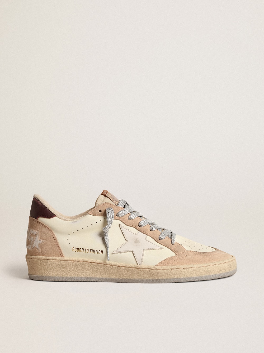 Golden Goose - Women's Ball Star LTD with white star and burgundy leather heel tab in 