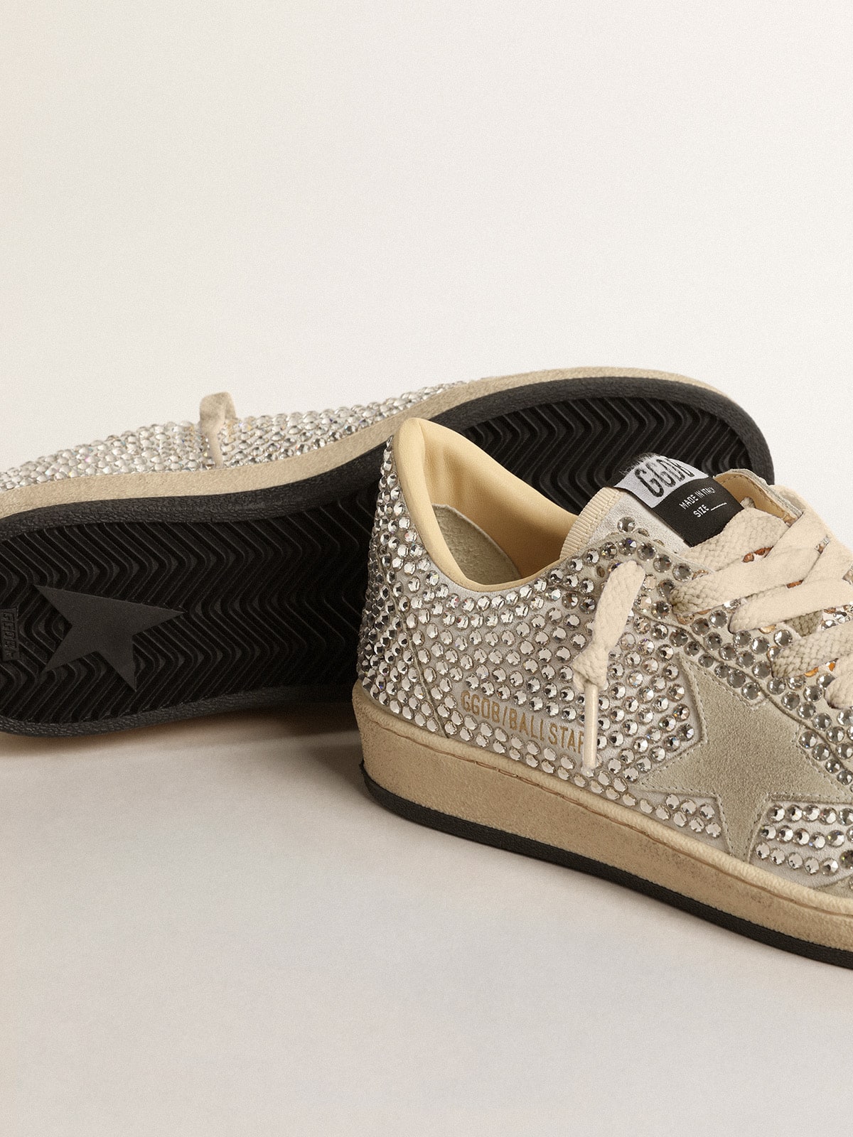 Golden Goose - Women’s Ball Star LTD with Swarovski crystals and gray suede star in 