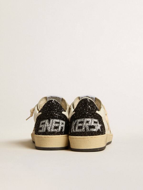 Golden Goose - Women’s Ball Star LTD in nappa and suede with glitter star and black heel tab in 