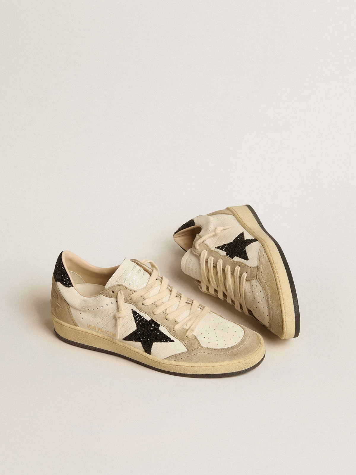 Ball Star in nappa and suede with black glitter star and heel tab ...