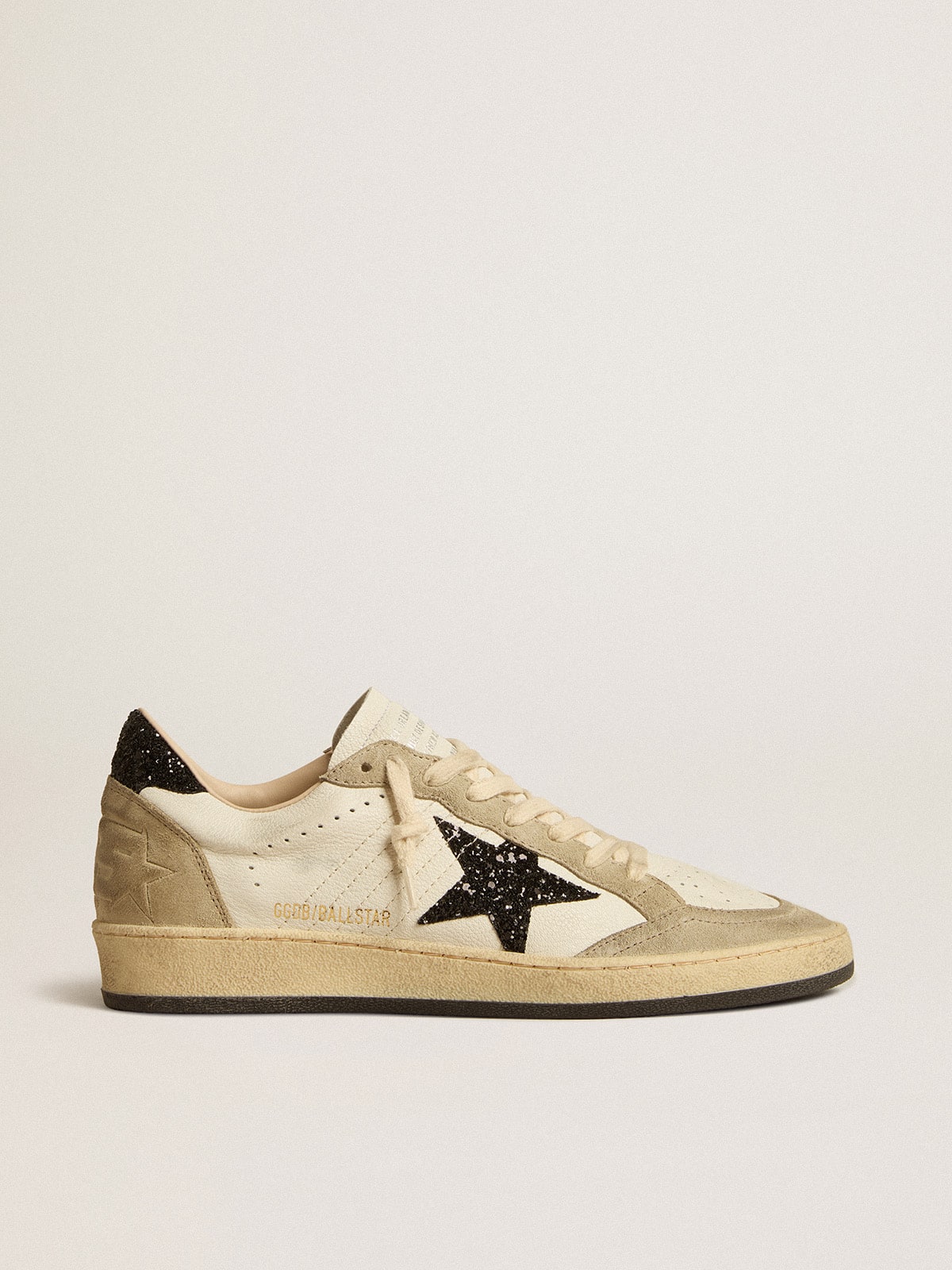 Golden Goose - Ball Star in nappa and suede with black glitter star and heel tab in 