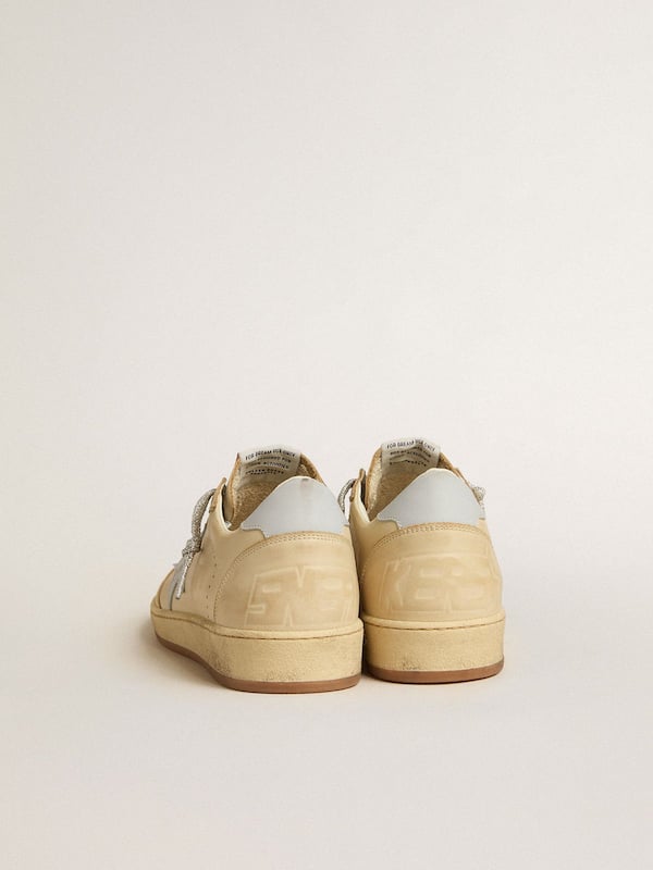 Golden Goose - Women's Ball Star LTD in cream-colored leather with light gray leather star and heel tab in 