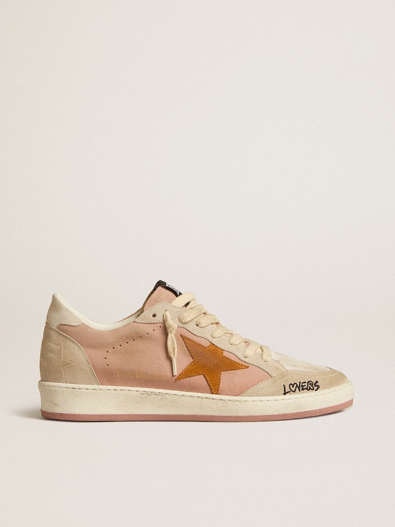 Ball Star Donna in suede con stella arancione e talloncino laminato argento