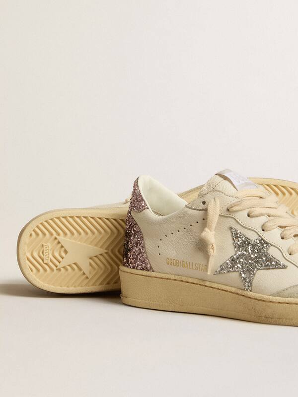 Golden Goose - Ball Star with silver glitter star and pink glitter heel tab in 
