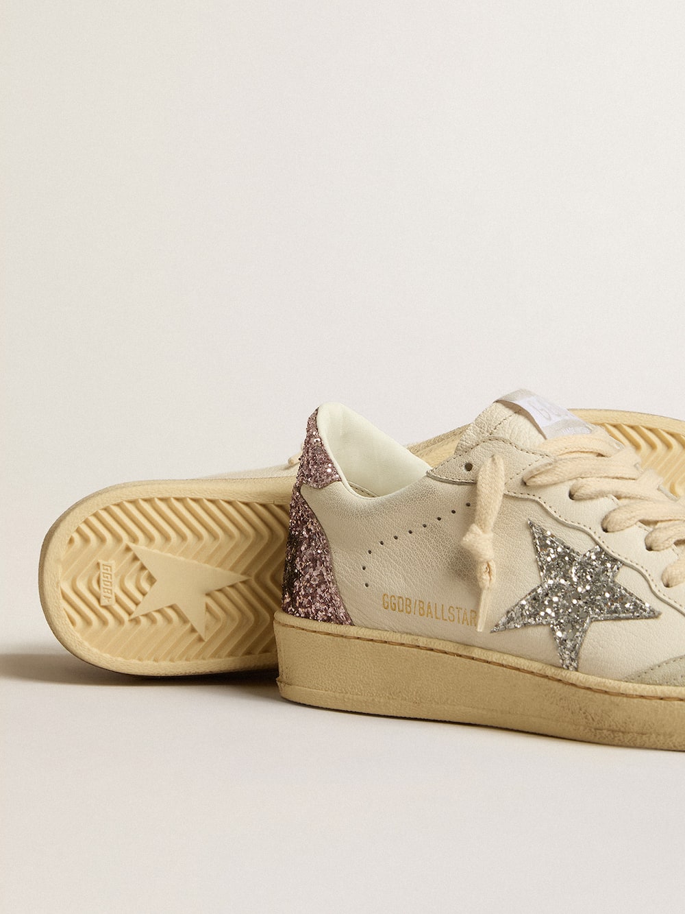 Golden Goose - Ball Star with silver glitter star and pink glitter heel tab in 