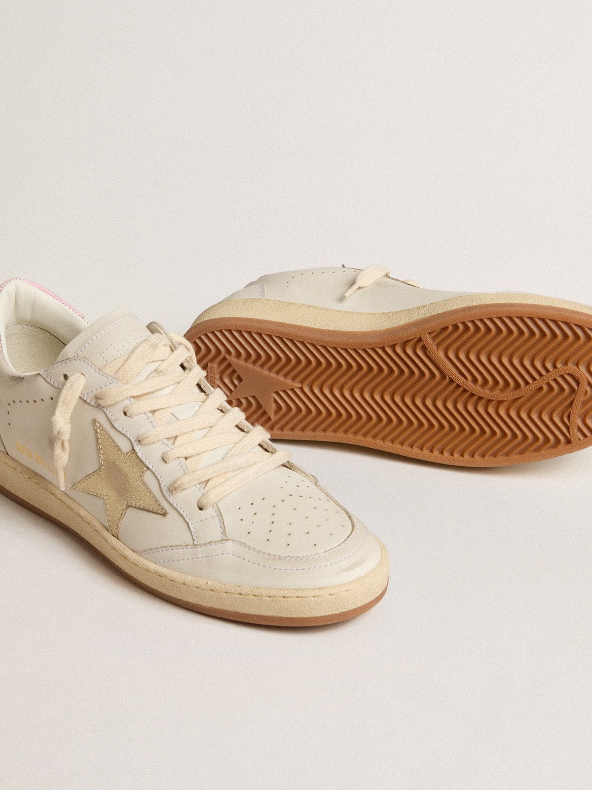 Golden Goose - Women's Ball Star with gold foiled leather star and pink leather heel tab in 