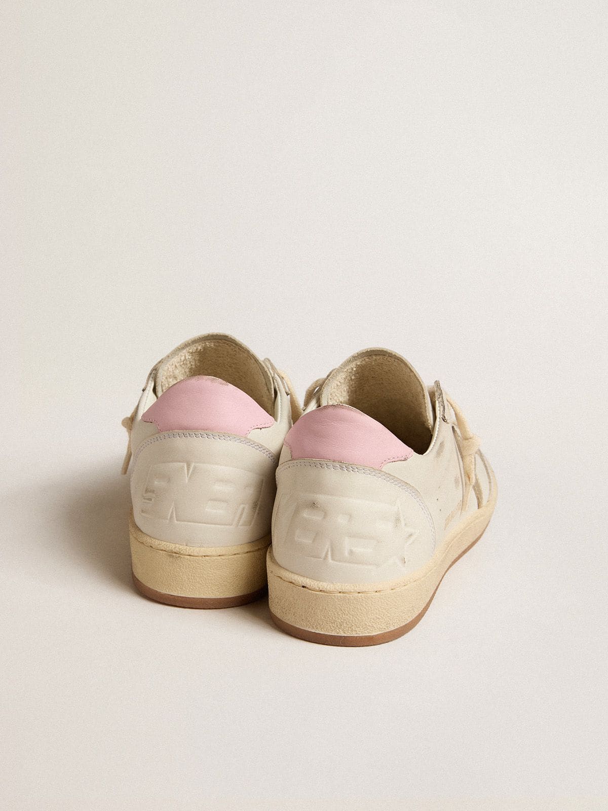 Golden Goose - Women's Ball Star with gold foiled leather star and pink leather heel tab in 