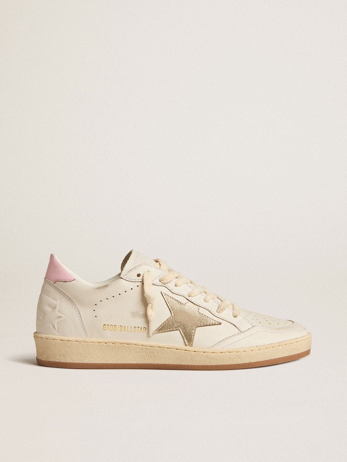 Golden Goose - Women's Ball Star with gold foiled leather star and pink leather heel tab in 