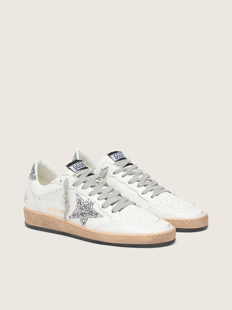 Golden Goose - Ball Star Wishes de mujer de napa con estrella y refuerzo del tal&oacute;n con purpurina in 